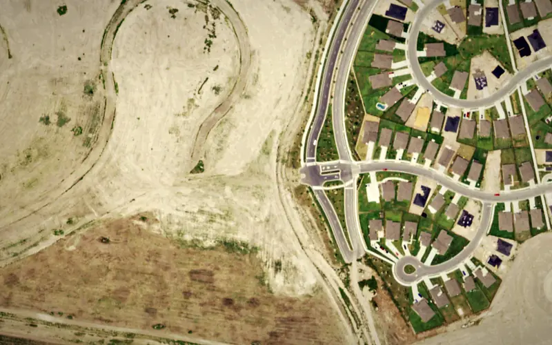 Aerial view of the area around Anaqua at Tres Lagos, McAllen