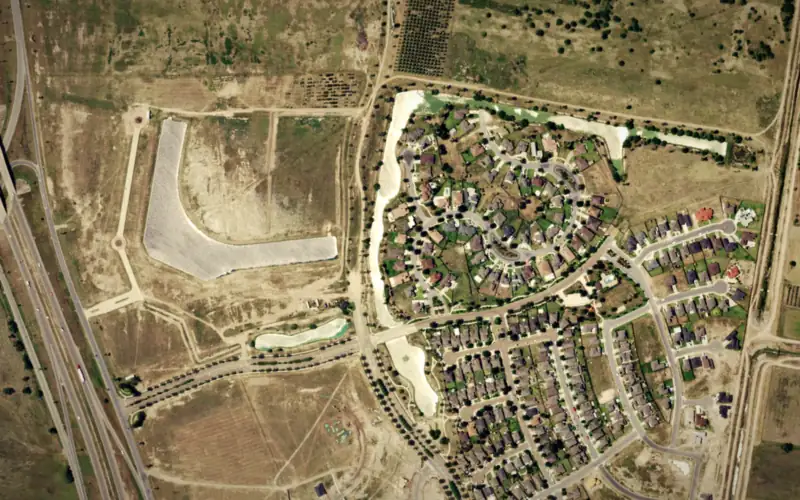 Aerial view of the area around La Sienna (master-planned community), Edinburg