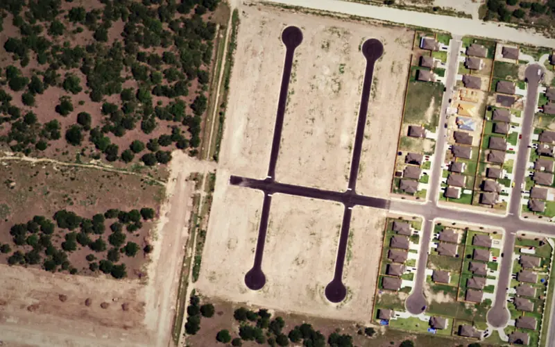 Aerial view of the area around Las Arboledas V, Hidalgo