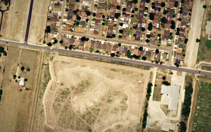 Aerial view of the area around Rogers Coves, Edinburg