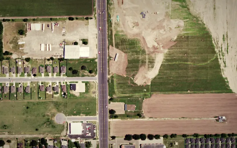 Aerial view of the area around Texas Heights, Weslaco